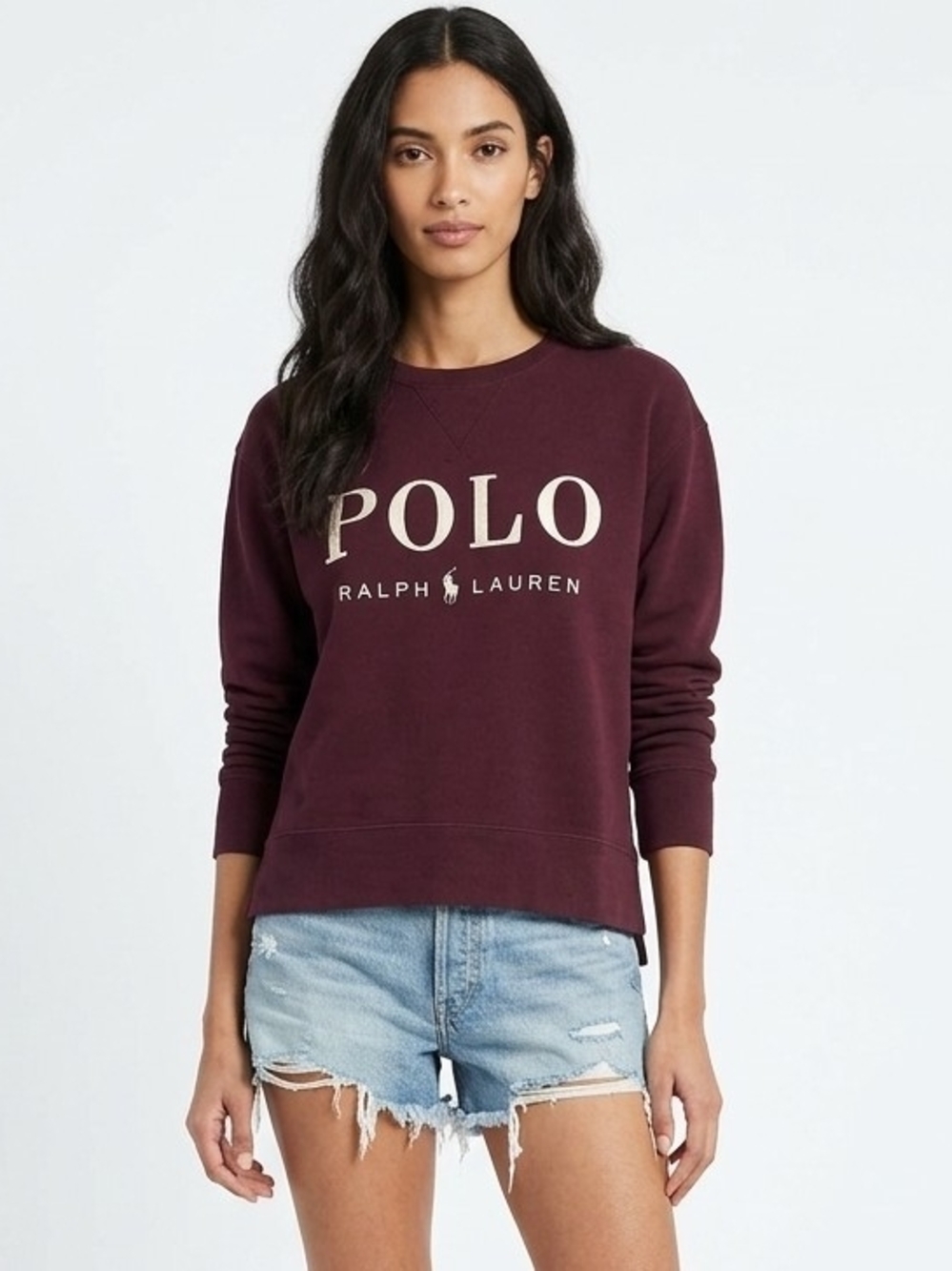 Vintage Polo by Ralph Lauren Embroidered Logo Crewneck Sweatshirt In Burgundy S